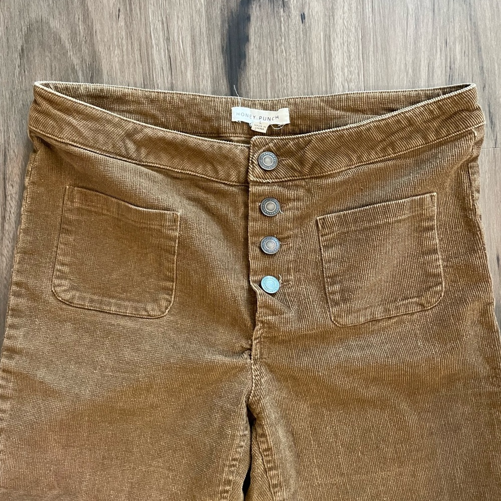 Brown Honey Punch corduroy flair pants